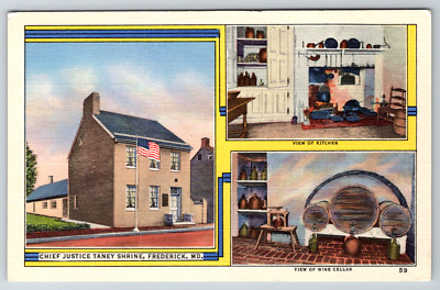 c1940s Chief Justice Taney Shrine Frederick MD Postcard Linen