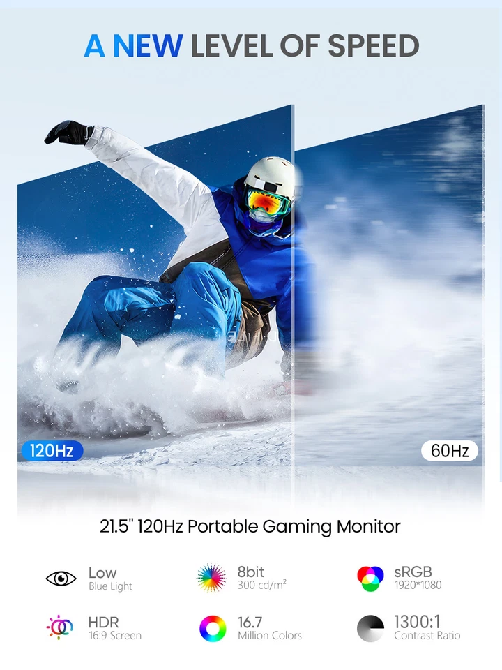 UPERFECT 21.5" 120Hz Touchscreen 1080P Portable Gaming Monitor w/Kickstand &VESA - Image 2 of 4