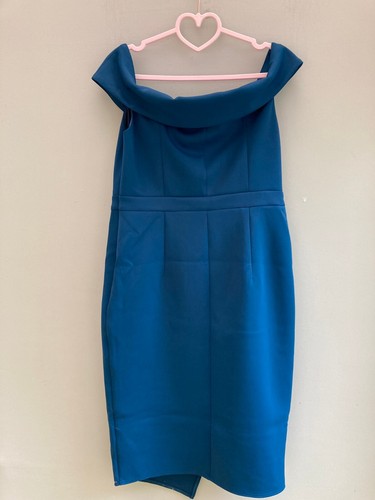 KLEID BARDOT-STIL UK 14 VON GL/AMOUR TULPENFORM PONTE TÜRKIS GEFÜTTERT ORP £69 NEU MIT ETIKETT - Bild 4 von 4