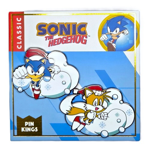 OFFICIAL SEGA MEGADRIVE SONIC THE HEDGEHOG & TAILS CHRISTMAS PIN KINGS BADGE SET - Picture 1 of 5