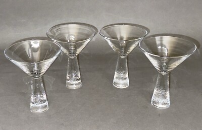 Stunning Vintage of Four Artland Prescott Martini Glass  Ice/White Frosted Stem