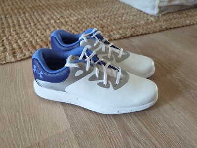Under Armour Charged Breathe Golf Shoes Women White/Blue Spikeless  3026403