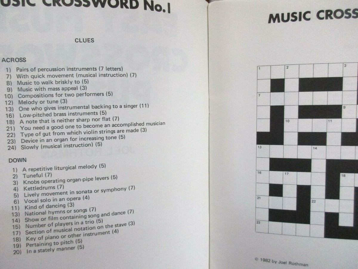 Easy Music Crossword Puzzles by Joel Rothman Intermediate+ Level