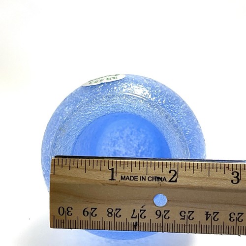 Ryukyu Art Bubble Glass Handblown Vase Periwinkle Sea Blue Okinawa Japan 5” Tall - Picture 12 of 14