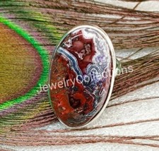 Natural Crazy Lace Agate Ring 925 Sterling Silver Ring Handmade Ring B269