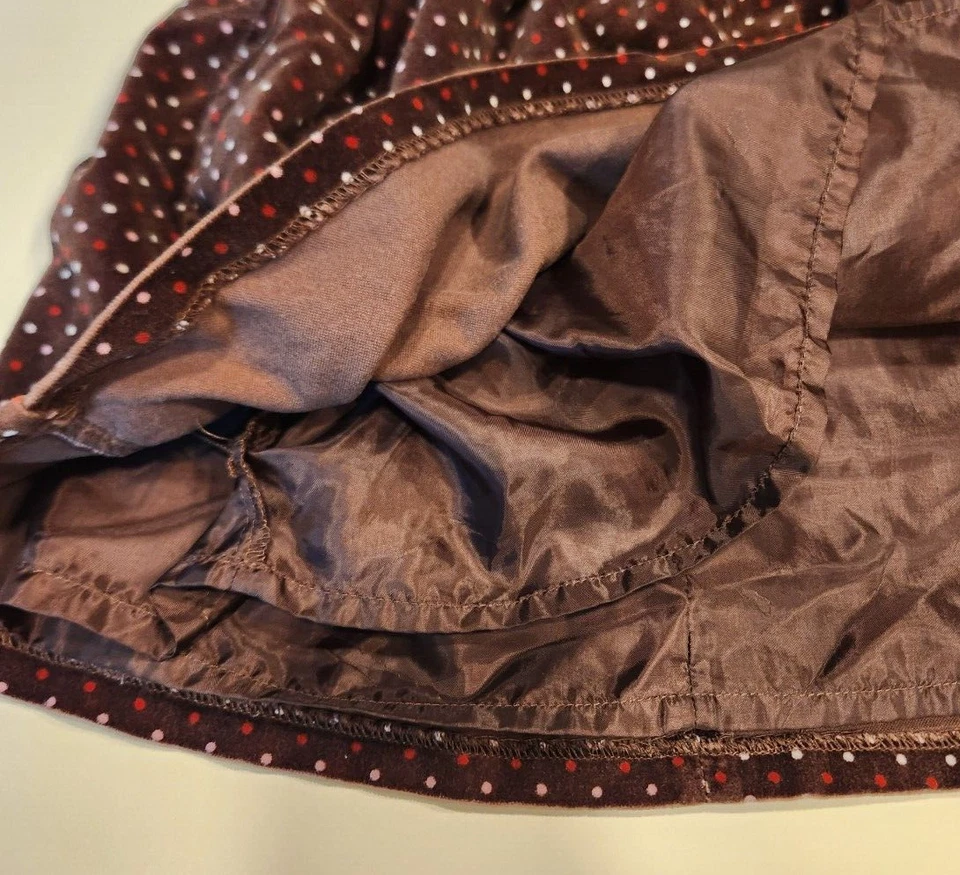 Vestido Gymboree Sweet Treats Marrón Terciopelo Lunares Forrado Talla 3T Usado en Excelente Condición Foto 2 de 3