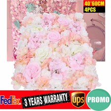 4 Pcs Pink Artificial Silk Flower Wall Panel Wedding Party Venue Decor Backdrop