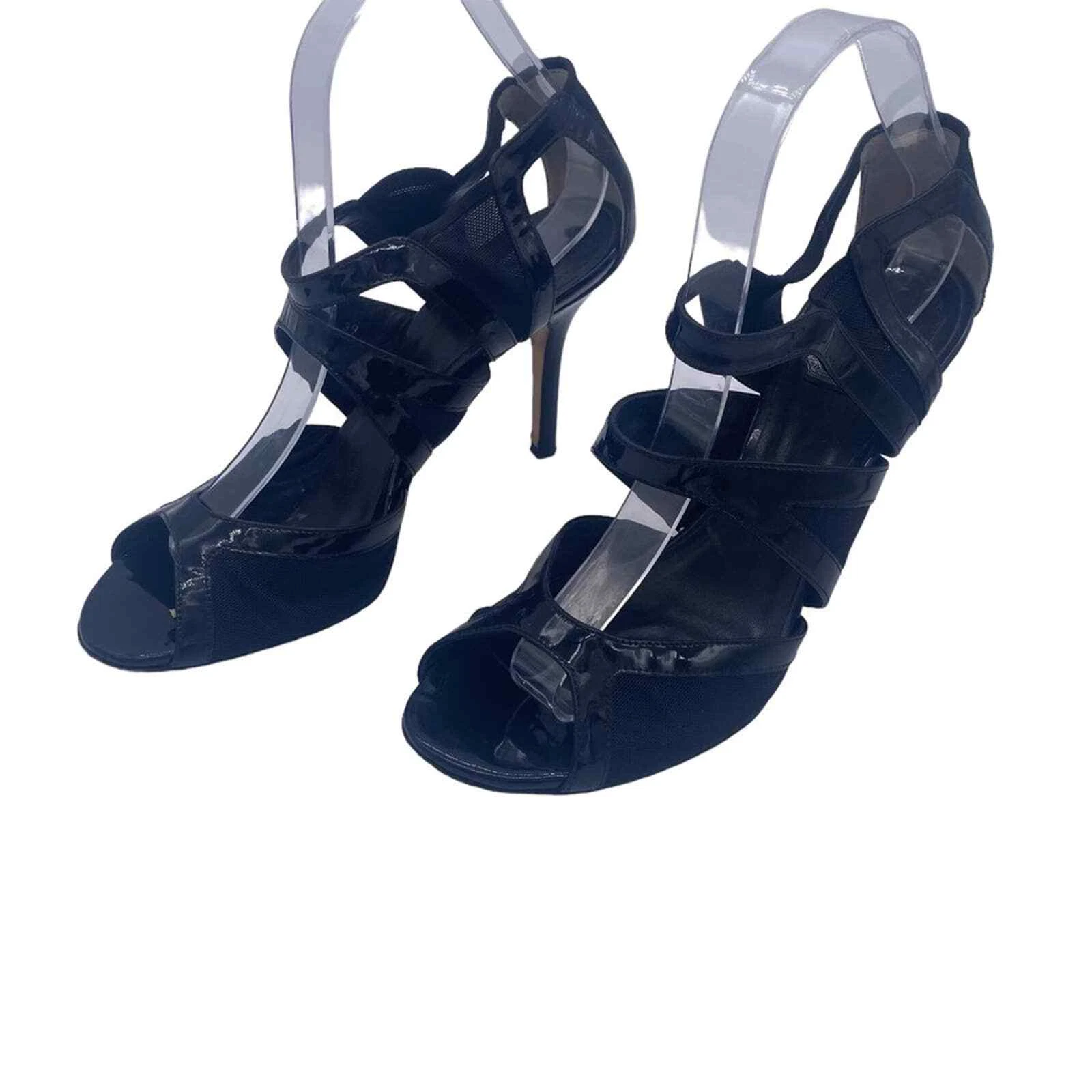 Sandales de créateurs à talons aiguilles à talons ouverts pour femme noires Dior Taille 39