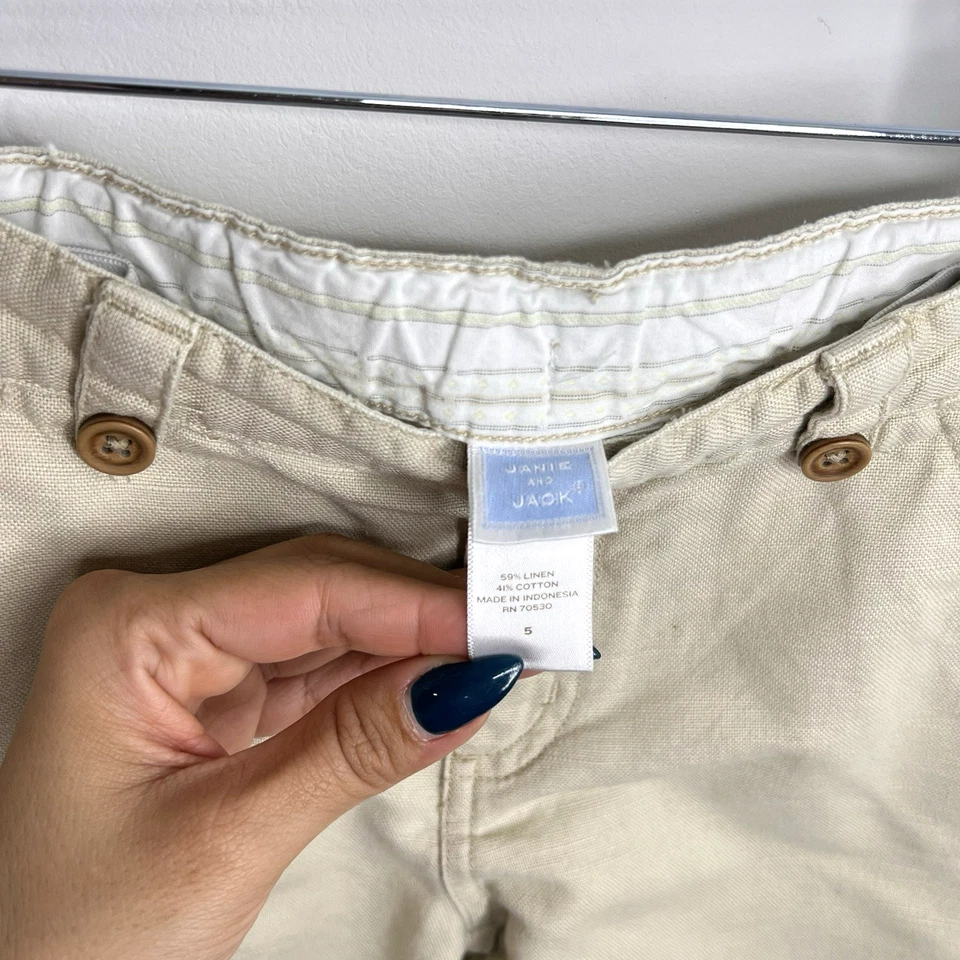 Pantalones cortos Janie And Jack para niños, marfil, 5T, mezcla de lino/algodón Foto 4 de 4