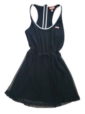 Hunter Black A-Line Halter Mesh Dress Size Small Drawstring Waist Lined |  eBay