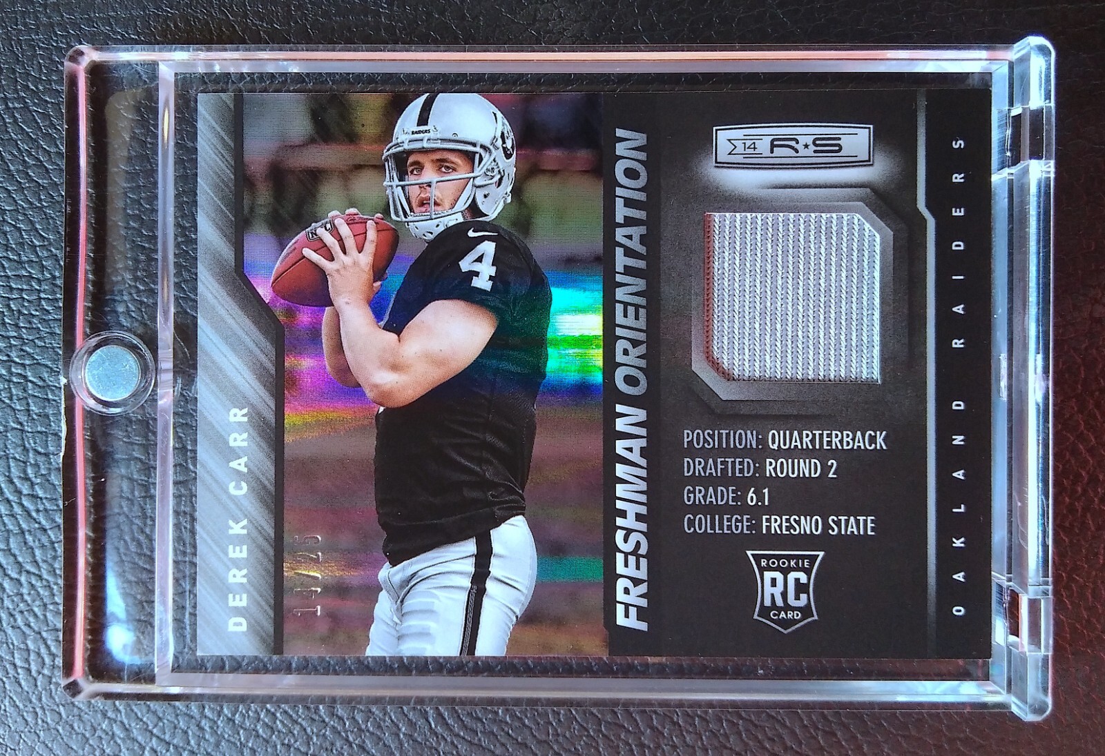 DEREK CARR 2014 PANINI ROOKIES AND STARS ROOKIE PATCH FRESHMAN /25 SAINTS MVP?