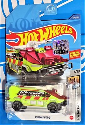 Hot Wheels 2020 Factory Set HW Metro #104 Runway Res-Q Flour Yellow w/ OR6SPs