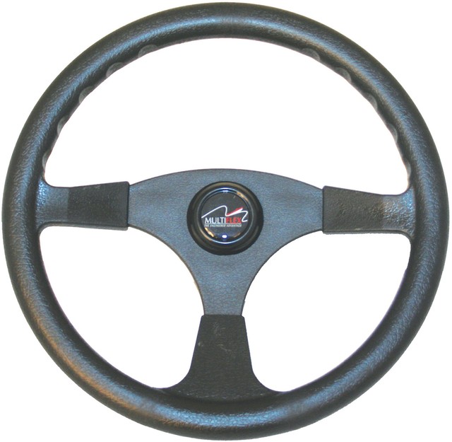 Black Sports Steering Wheel for Small Power Boat Multiflex Alpha 3