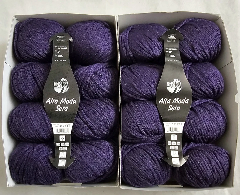 800g Lana Grossa Alta Moda Seta Sh002 Aubergin Lila Lot375801 Schurwolle Seide - Bild 3 von 4