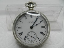 VINTAGE,ELGIN,OPEN FACE, POCKET WATCH 15J,,Sz18, SILVER ORE THICK CASE,1899,RUNS