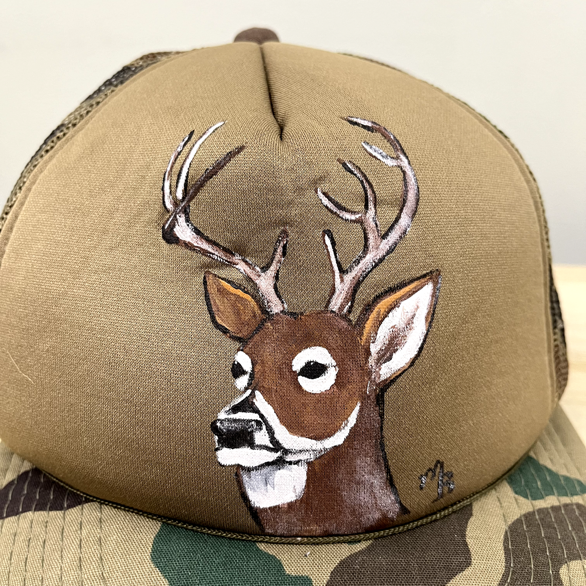 Unisex Blur-Gray Hand Painted Fedora Hat with Deer Motif DYANI ANTLER FEDORA – CountryFide Custom Accessories and  main image 4
