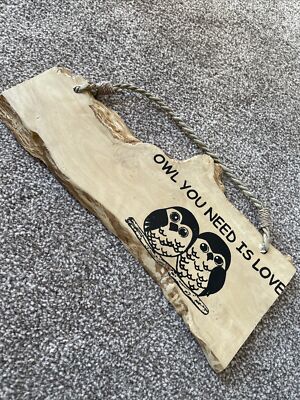 Landhausstil Holz Hängeschild Eulen Eule You Need Is Love Spruch