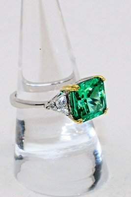 Lab Created Smaragd Damen Ring Gr. 7, 8 und 9 Silber 925 14k Gold Krallen