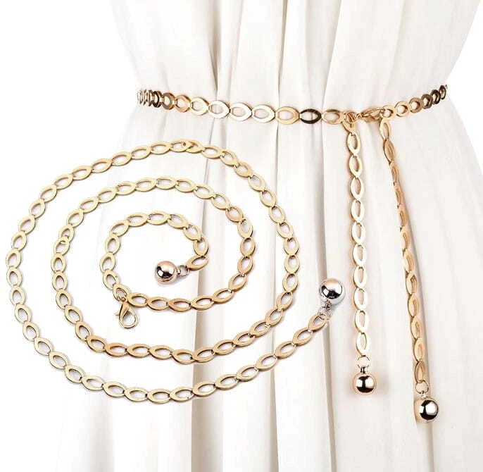 Cintura A Catena In Metallo Luvatar – Accessorio Moda Donna Per Abiti, Jeans E Maglioni, Lunghezza 120 Cm - 2