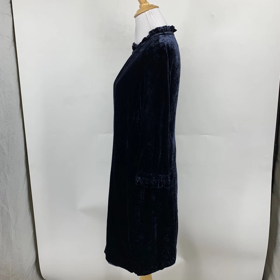 Boden платье женщин 8 индиго шелковая смесь бархата Adora колена длина оборки высокий гриф - Изображение 4 из 4