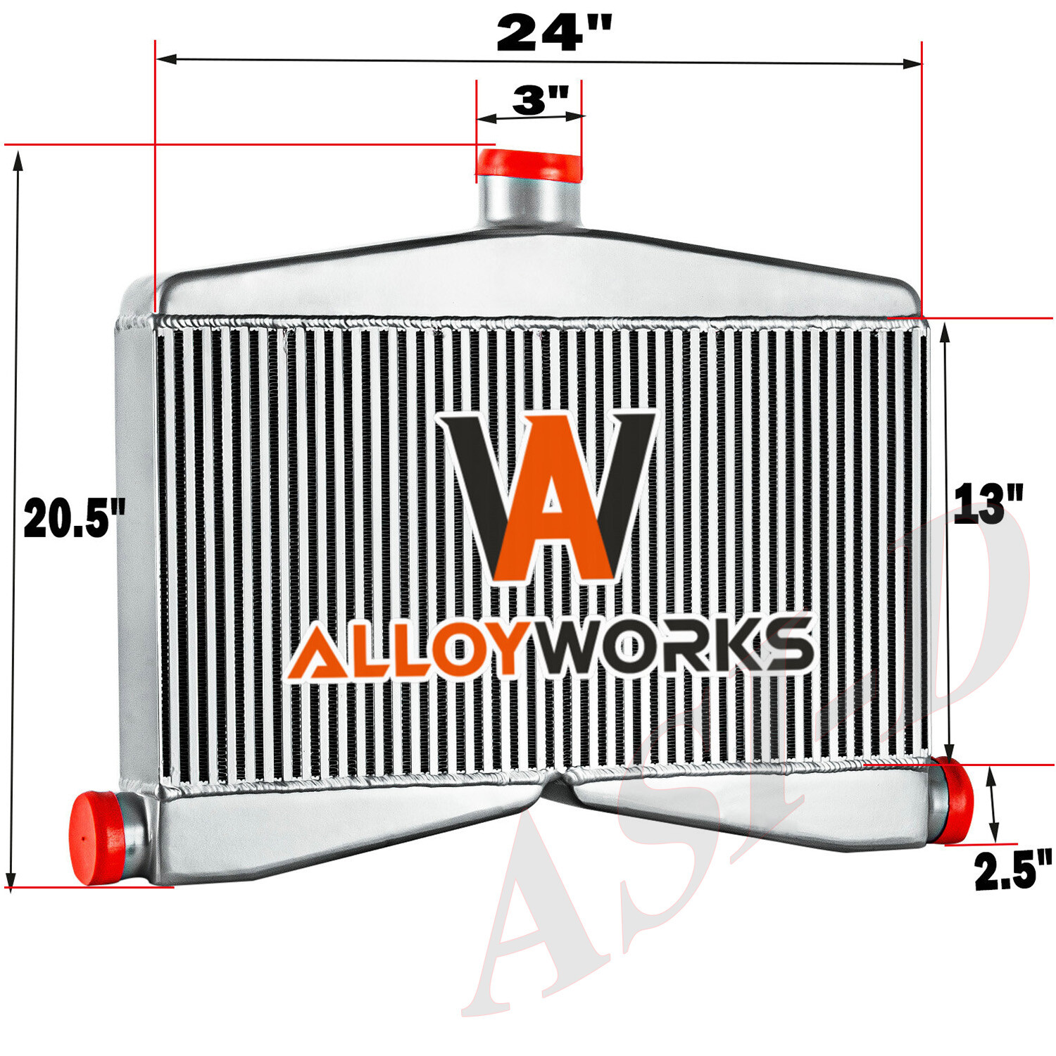 3.5in Twin Turbo Intercooler 2-In-1-Out Aluminum 3in Outlet Dual 2.5in Inlet
