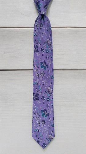JOSEPH ABBOUD Men Tie, 100% Silk, Floral Pattern, Color Lilac Necktie - NWT - Picture 2 of 11
