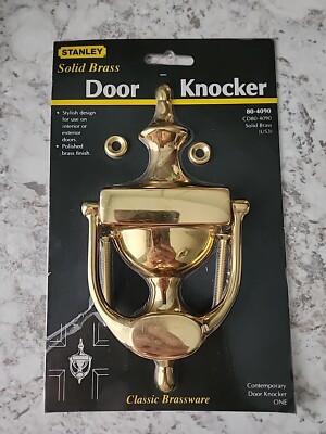 New Stanley Solid Brass Door Knocker 7-3/16 tall 
