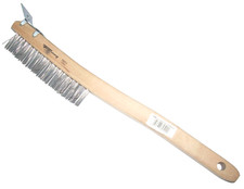 Forney 70511 Carbon Steel Long Handle Wire Brush 13 3/4" w Scraper 3 C x 19 R