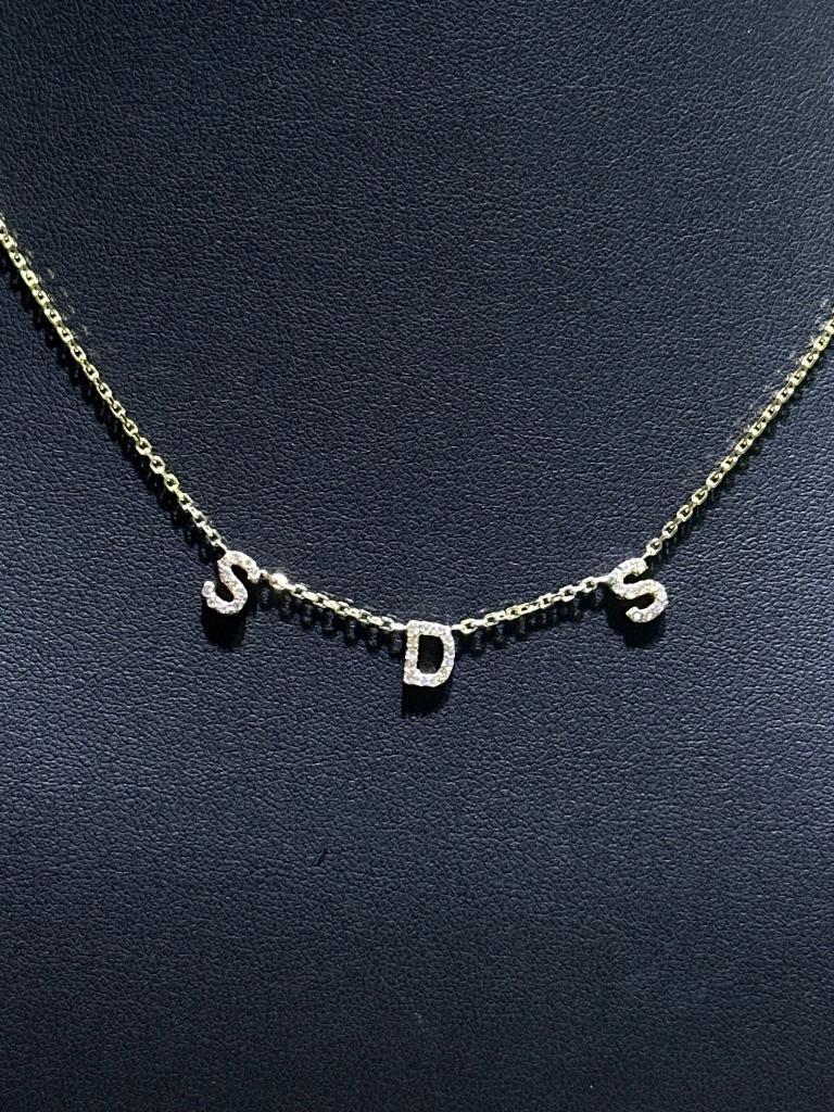 14k Yellow Gold Natural Diamonds Letter Initial Mom Push Present