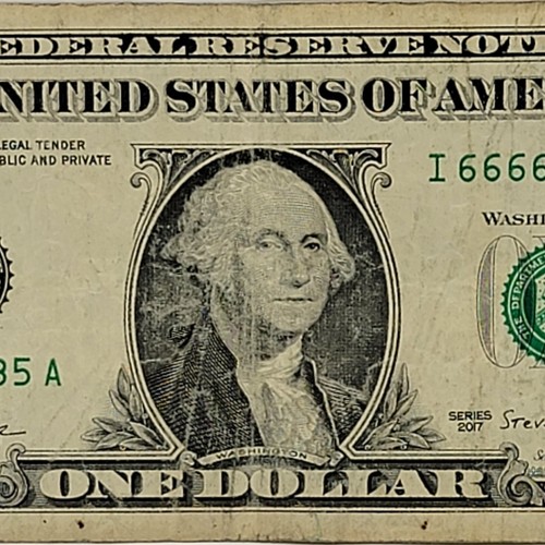 Leading Four in a Row 6s Fancy Serial Number One Dollar Bill I6660235A Split Run - Picture 2 of 8