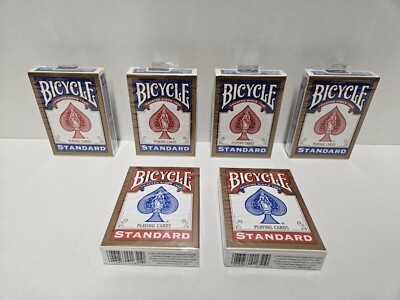 6 Decks ( 2 x rot / 4 x blau) Standard Bicycle 808 Rider Back Spielkarten Poker