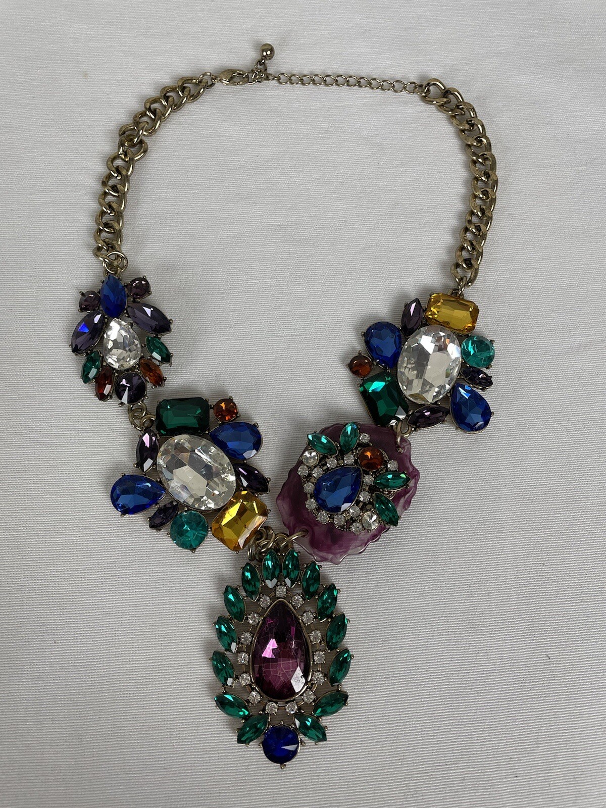 Statement Chunky Necklace Cluster With Rhinestone… - image 3