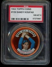 1964 Topps Coins #159 Sandy Koufax PSA 8 Dodgers AS  (0967)