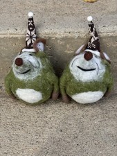 Felt Mice Green With Santa Hats Rustic Christmas