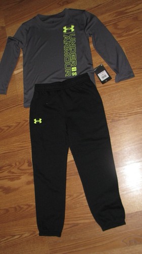 Under Armour Boys Size 6 Athletic Set UA Logo Top 2 Piece Set NWT Black And Grey - Picture 2 of 3