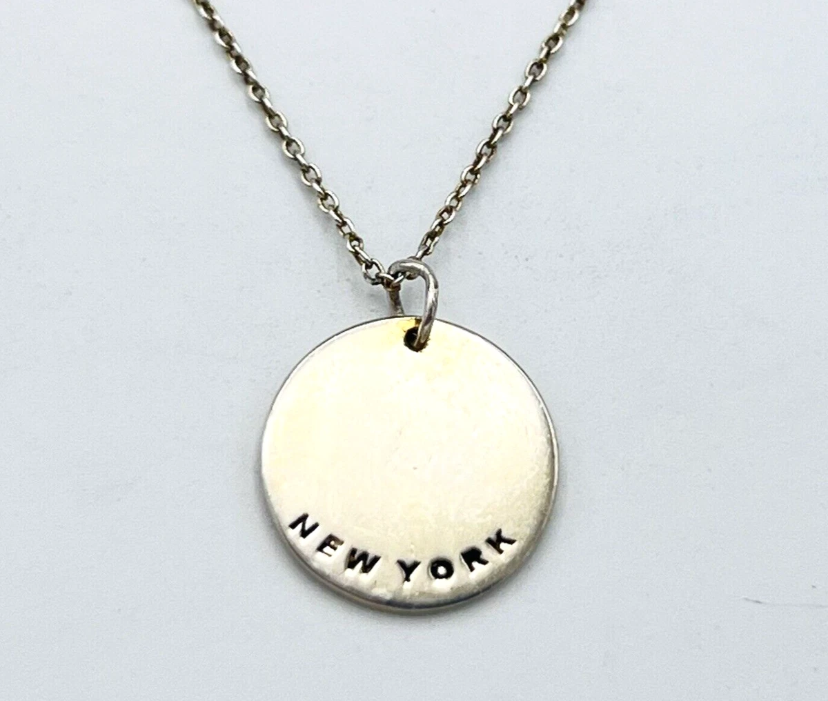 Vtg Sterling Silver Signed AV 925 India New York Coordinates Pendant Necklace