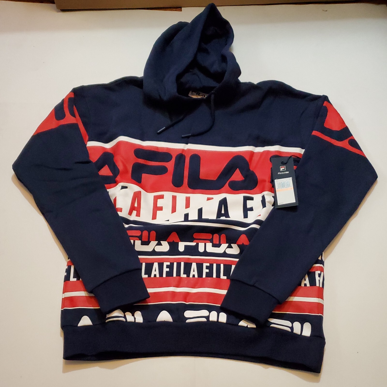 Felpa con cappuccio Fila Harley rossa bianca blu donna piccola nuova con etichette