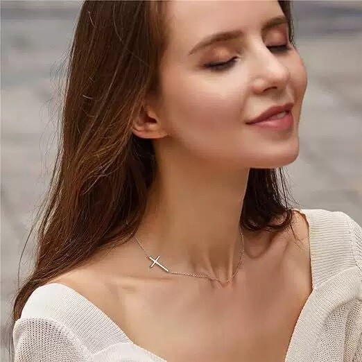 925 Sterling Silver Cross Pendant Necklace for Women - Elegant Fashion Gift