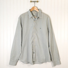Lacoste Mens Button Front Shirt Blue White Gingham Tailored Fit 100 Cotton 44