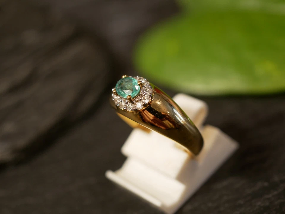 925 Silber Ring Harry Ivens IV Vergoldet Design Besatz Oval Smaragd Zirkonia - Bild 3 von 4