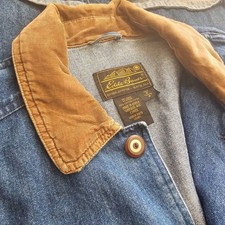 Vintage 90s Eddie Bauer Baggy Denim Barn Jacket Oversized Chore Coat Mens M