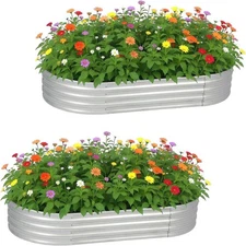 6x3x1ft Galvanized Garden Bed, Outdoor Elevated Raised Garden Bed, 2 Packs