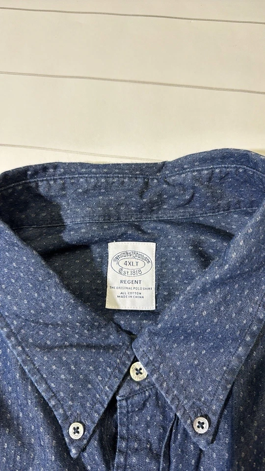 Brooks Brothers Hombres 4XLT Alto Azul Regente Punteado Botón Informal Camisa Oxford Foto 2 de 4