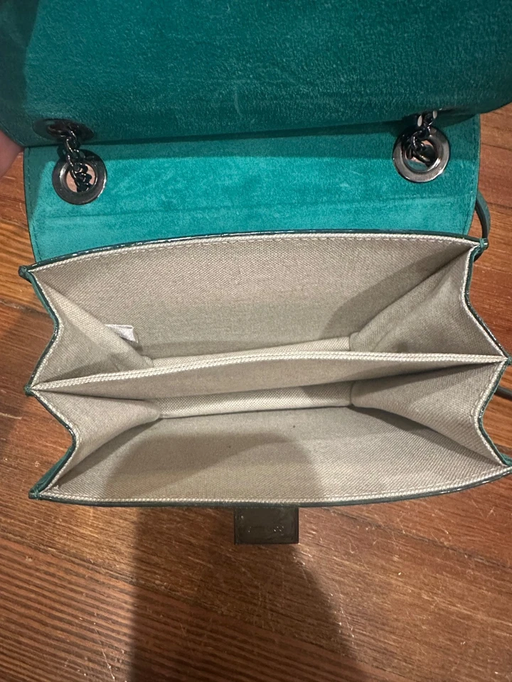 Bolso Bandolera JIMMY CHOO Gamuza Verde con Correa Gunmetal Plata - Pequeño Foto 3 de 4