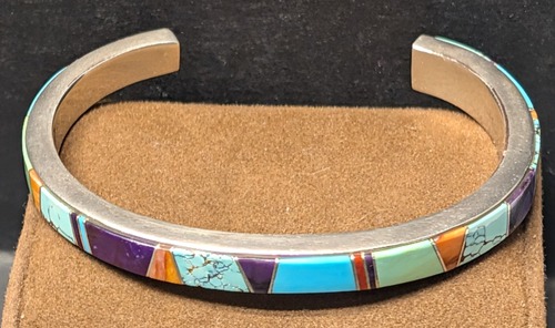 Vintage Navajo Freddy Peters Sterling Silver Turquoise Spiny Oyster Bracelet
