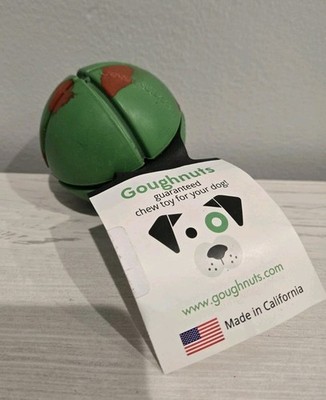 Goughnuts Heavy Duty Rubber Dog Chew Ball Toy Green 3'' NEW