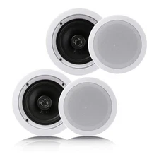 Pyle Pair 6.5” Flush Mount In-wall In-ceiling 2-Way Home Speaker System Sprin...