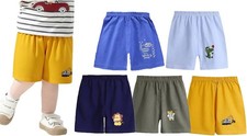 for Baby Boys Cotton Elastic Waist Shorts with Cartoon Print