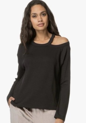 NWT Rag & Bone Women's S Long Sleeve Tee One Side ShoulderCut Out Black $160