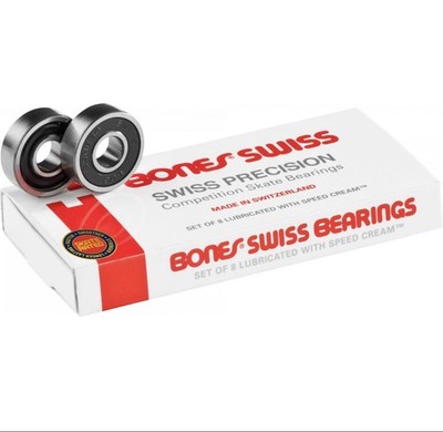 BONES SWISS Skateboard Bearings 8-Pack 8mm Precision Competition Size 608 (Std)